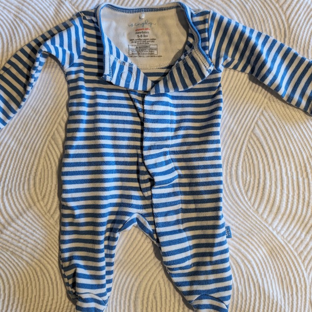 Simply Magnetic Me - Blue Stripe NB onesie